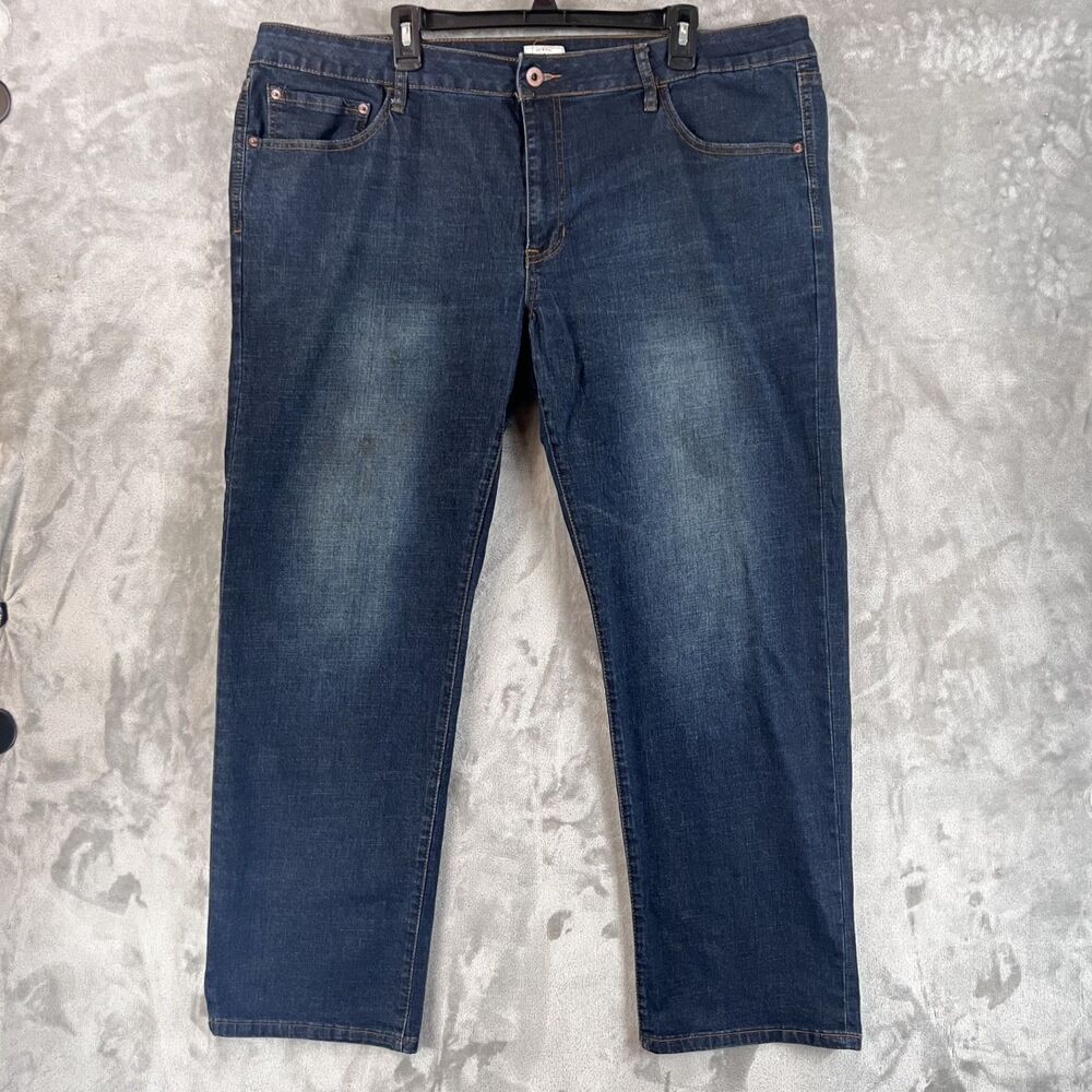 Weatherproof Vintage Jeans Mens 42x32 Straight Fit Dark Wash Stretch Denim